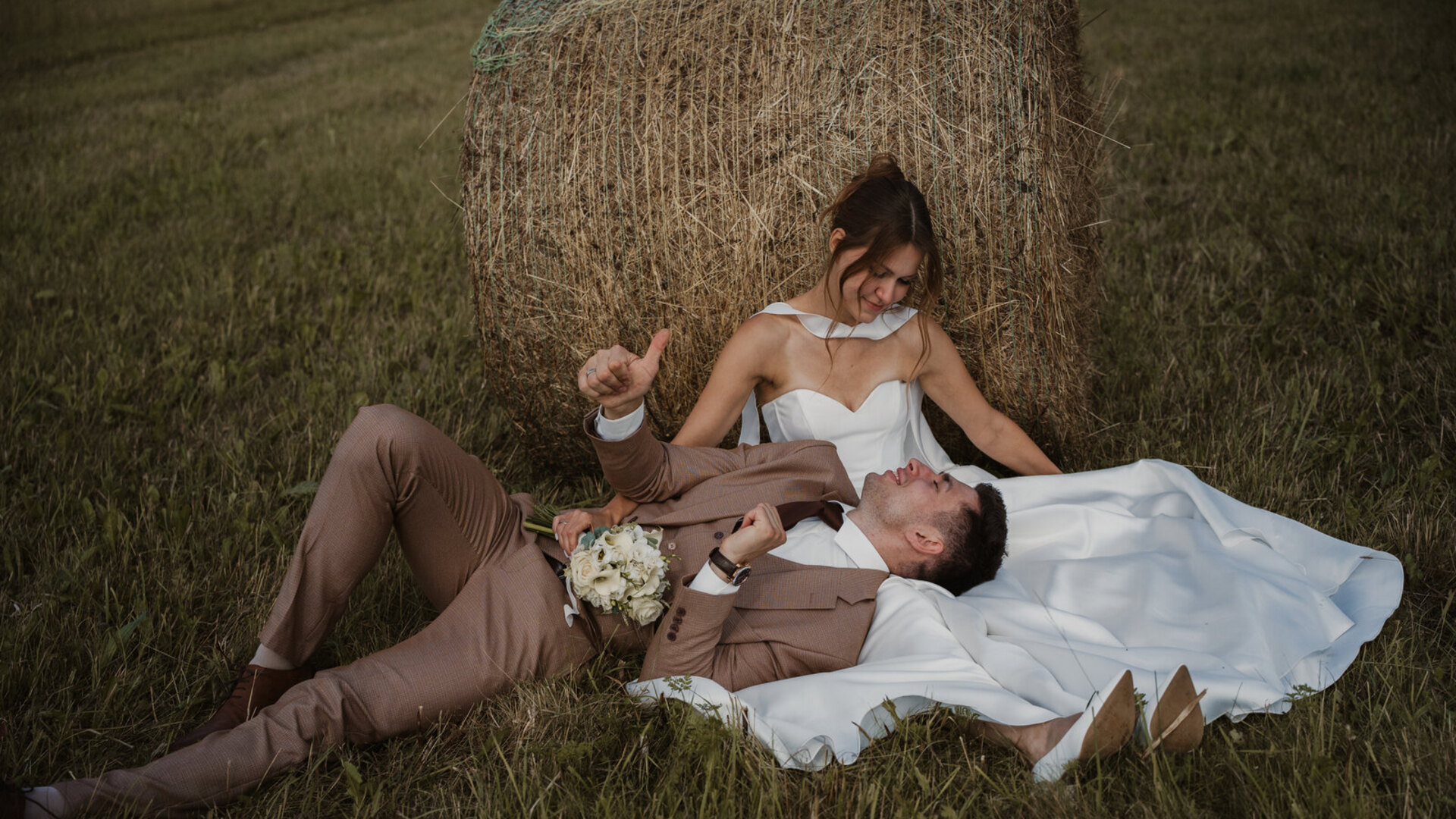 Wedding couple on ceremony day — emotional frame